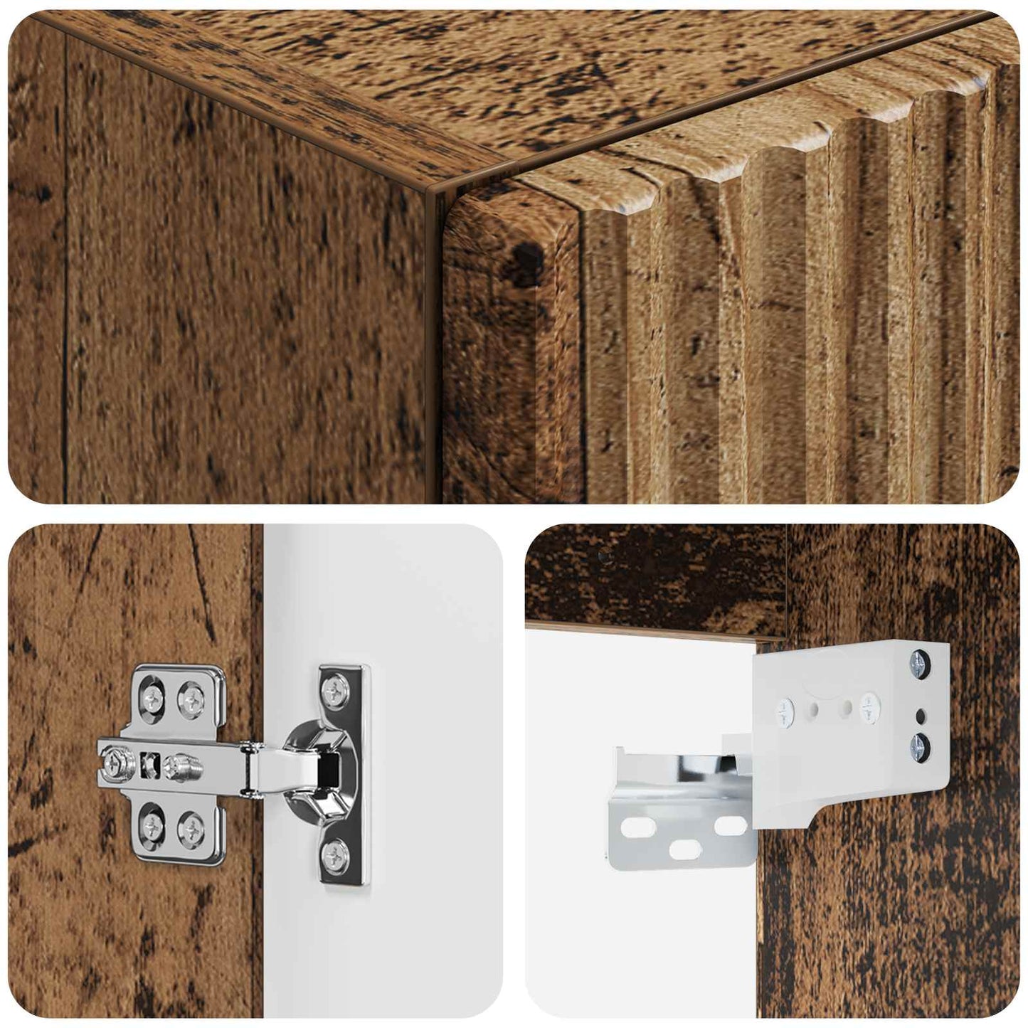 vidaXL Wall-mounted Bathroom Cabinet Old Wood 33 x 34.5 x 60 cm