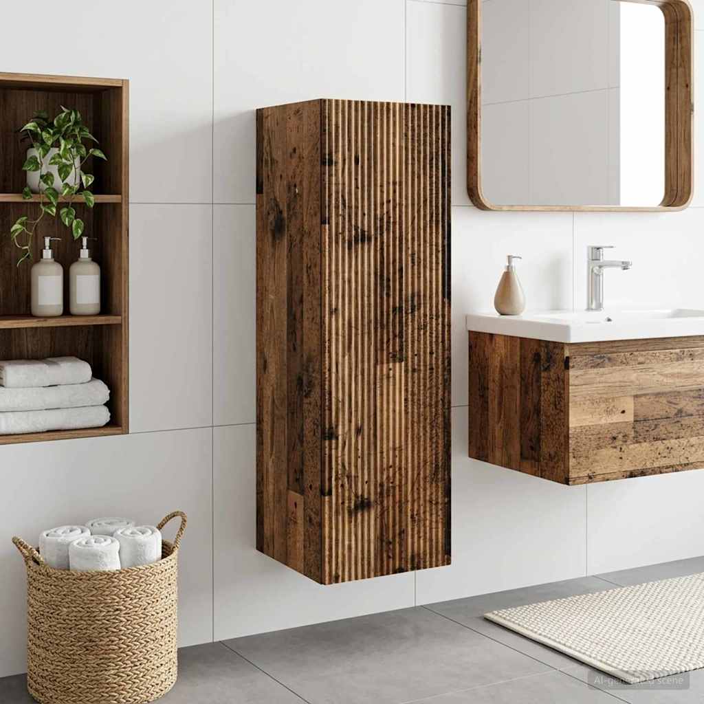 vidaXL Wall-mounted Bathroom Cabinet Old Wood 33 x 34.5 x 60 cm
