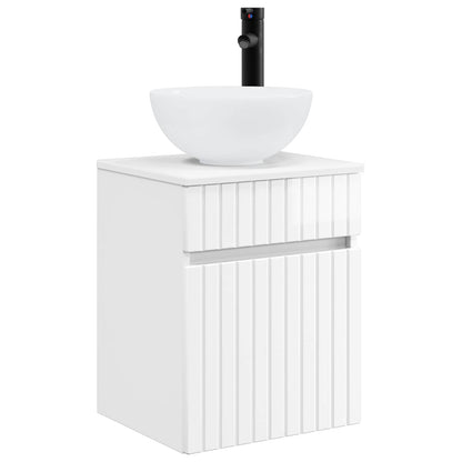 vidaXL Wall-mounted Sink Vanity High Gloss White 39 x 35 x 63 cm