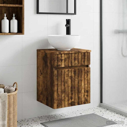 vidaXL Wall-mounted Sink Vanity Smoked Oak 39 x 35 x 63 cm