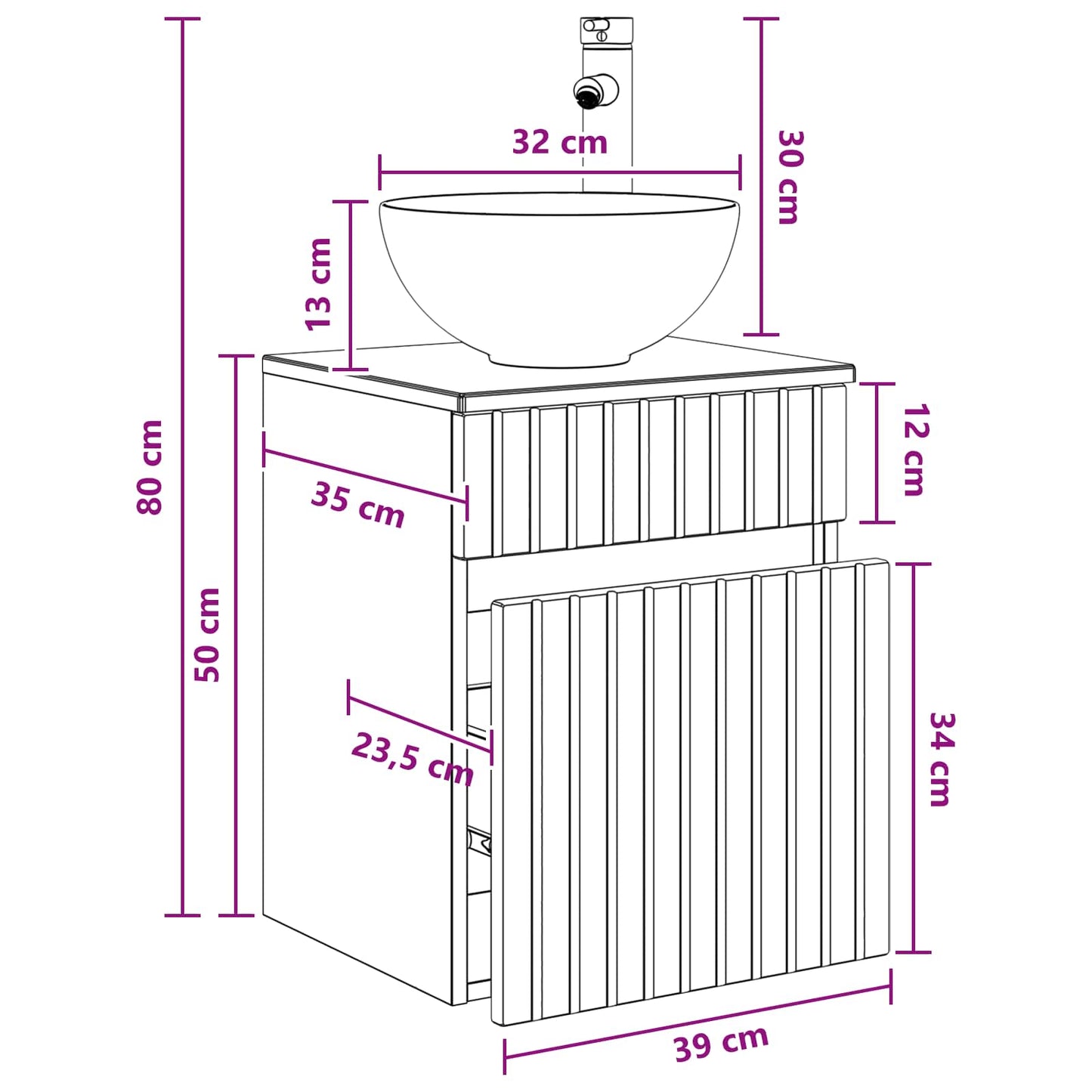 vidaXL Wall-mounted Sink Vanity Smoked Oak 39 x 35 x 63 cm