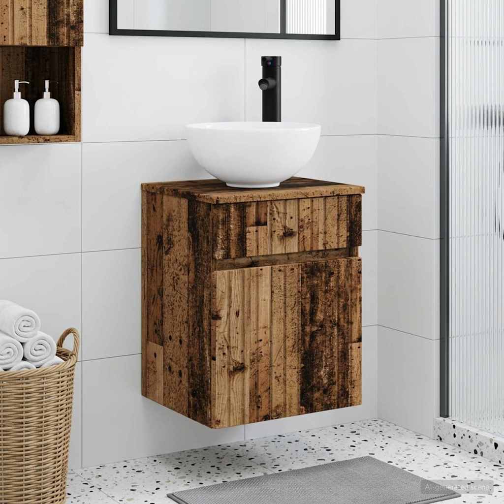 vidaXL Wall-mounted Sink Vanity Old Wood 39 x 35 x 63 cm