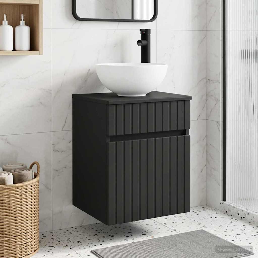 vidaXL Wall-mounted Sink Vanity Black 39 x 41 x 64.5 cm
