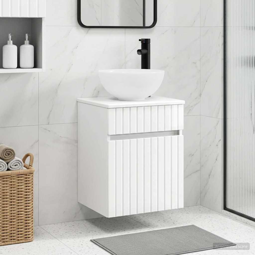 vidaXL Wall-mounted Sink Vanity High Gloss White 39 x 41 x 64.5 cm