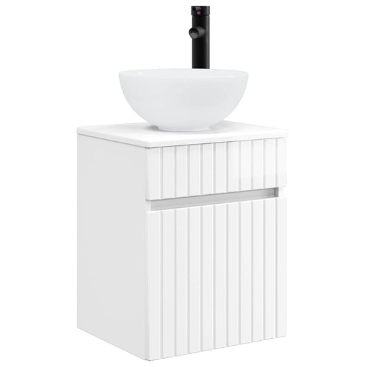 vidaXL Wall-mounted Sink Vanity High Gloss White 39 x 41 x 64.5 cm