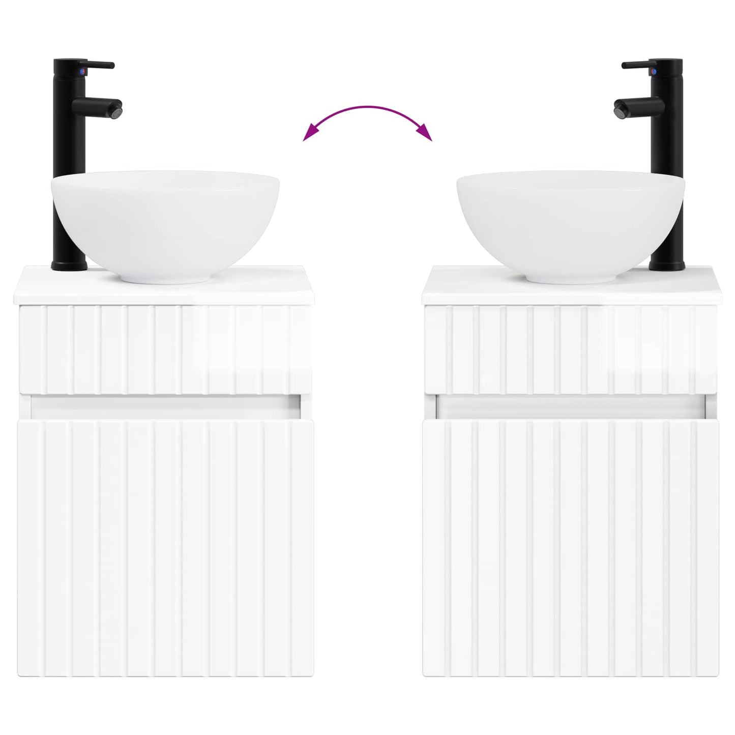 vidaXL Wall-mounted Sink Vanity High Gloss White 39 x 41 x 64.5 cm