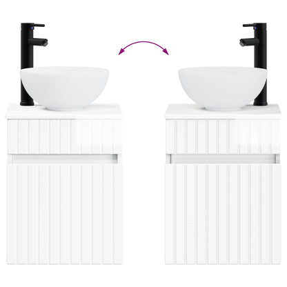 vidaXL Wall-mounted Sink Vanity High Gloss White 39 x 41 x 64.5 cm
