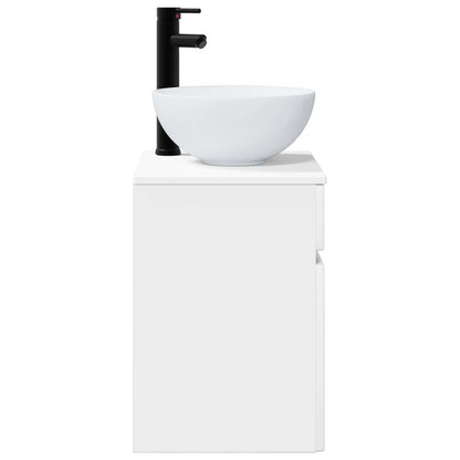 vidaXL Wall-mounted Sink Vanity High Gloss White 39 x 41 x 64.5 cm