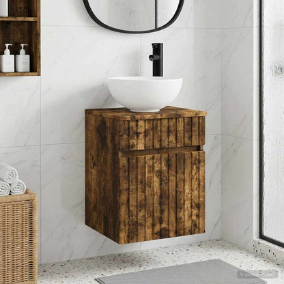 vidaXL Wall-mounted Sink Vanity Smoked Oak 39 x 41 x 64.5 cm