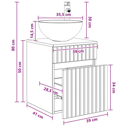 vidaXL Wall-mounted Sink Vanity Smoked Oak 39 x 41 x 64.5 cm