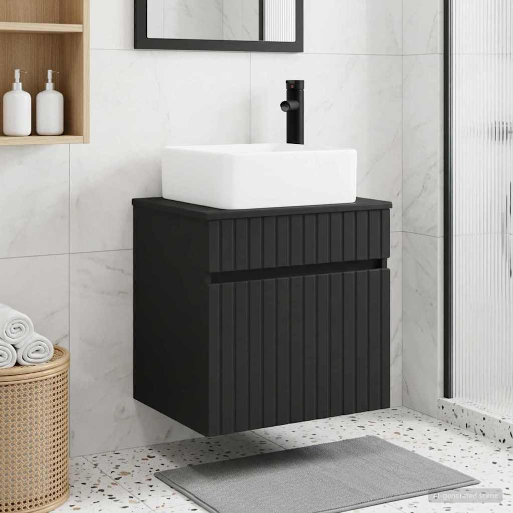 vidaXL Wall-mounted Sink Vanity Black 49 x 41 x 63 cm Engineered Wood