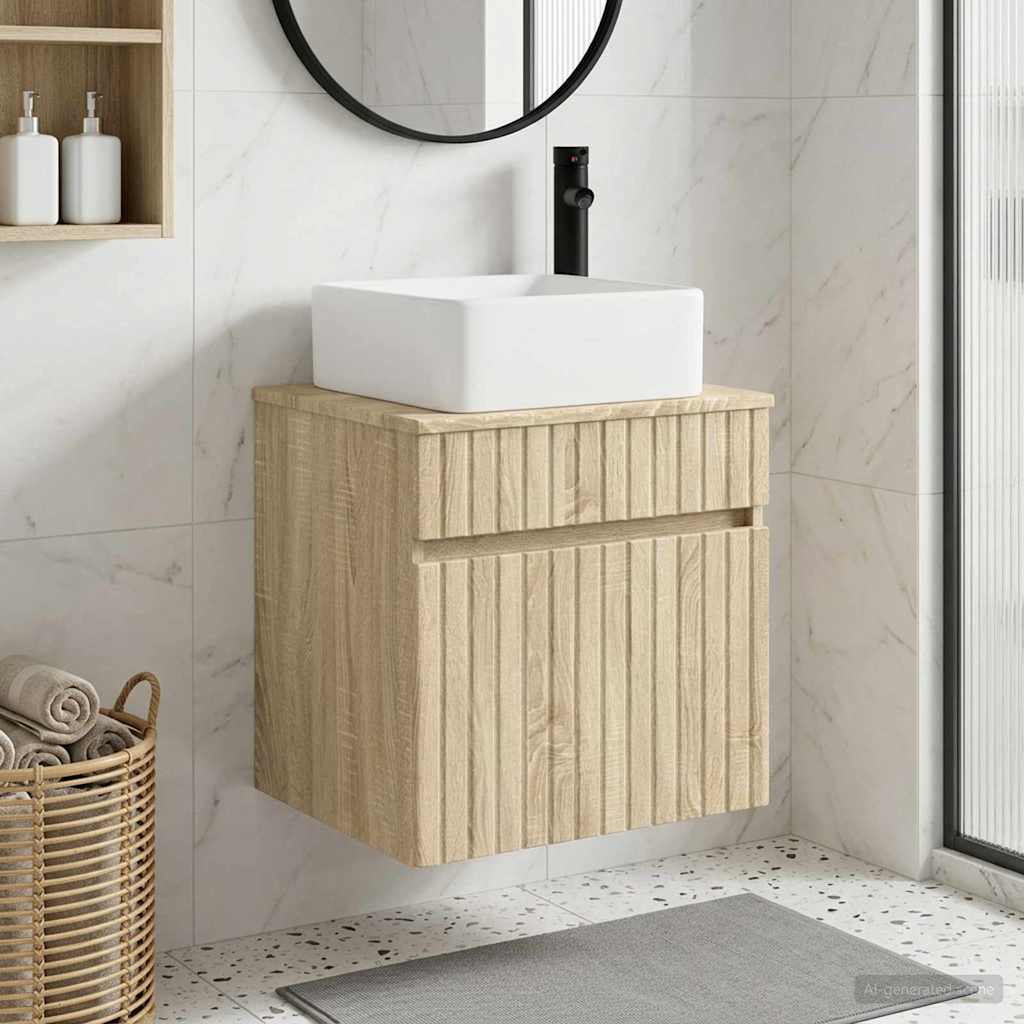 vidaXL Wall-mounted Sink Vanity Sonoma Oak 49 x 41 x 63 cm