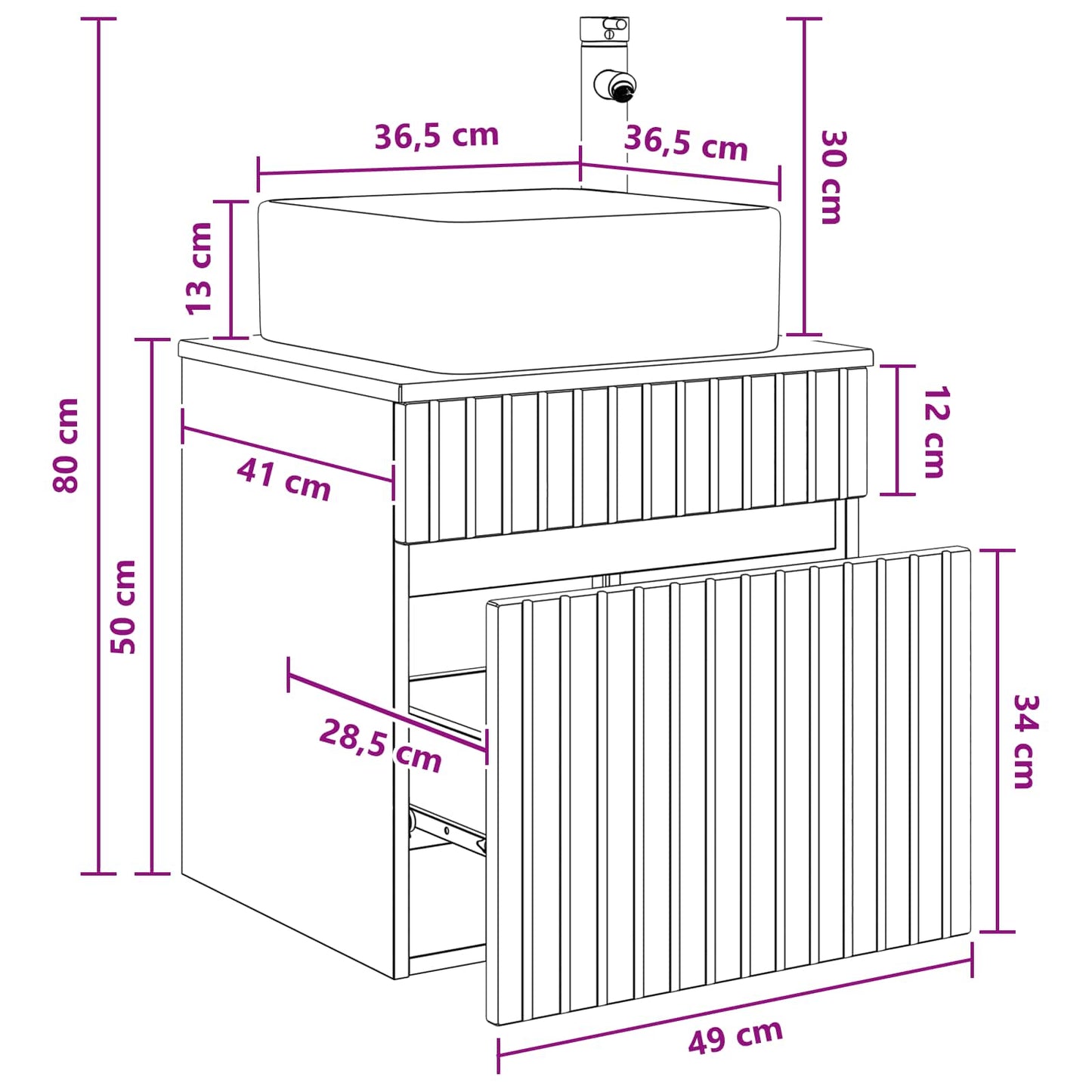 vidaXL Wall-mounted Sink Vanity Sonoma Oak 49 x 41 x 63 cm