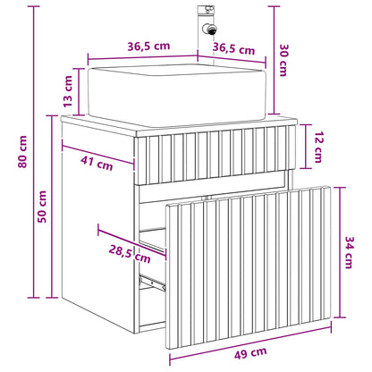 vidaXL Wall-mounted Sink Vanity Sonoma Oak 49 x 41 x 63 cm