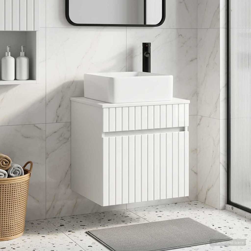 vidaXL Wall-mounted Sink Vanity High Gloss White 49 x 41 x 63 cm