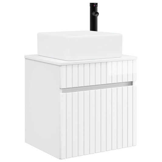vidaXL Wall-mounted Sink Vanity High Gloss White 49 x 41 x 63 cm
