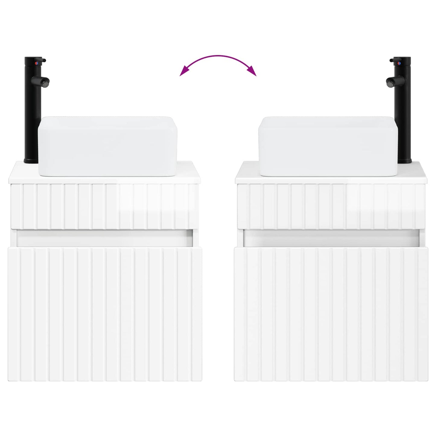 vidaXL Wall-mounted Sink Vanity High Gloss White 49 x 41 x 63 cm