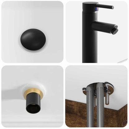 vidaXL Wall-mounted Sink Vanity Smoked Oak 49 x 41 x 63 cm