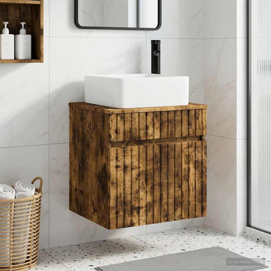 vidaXL Wall-mounted Sink Vanity Smoked Oak 49 x 41 x 63 cm