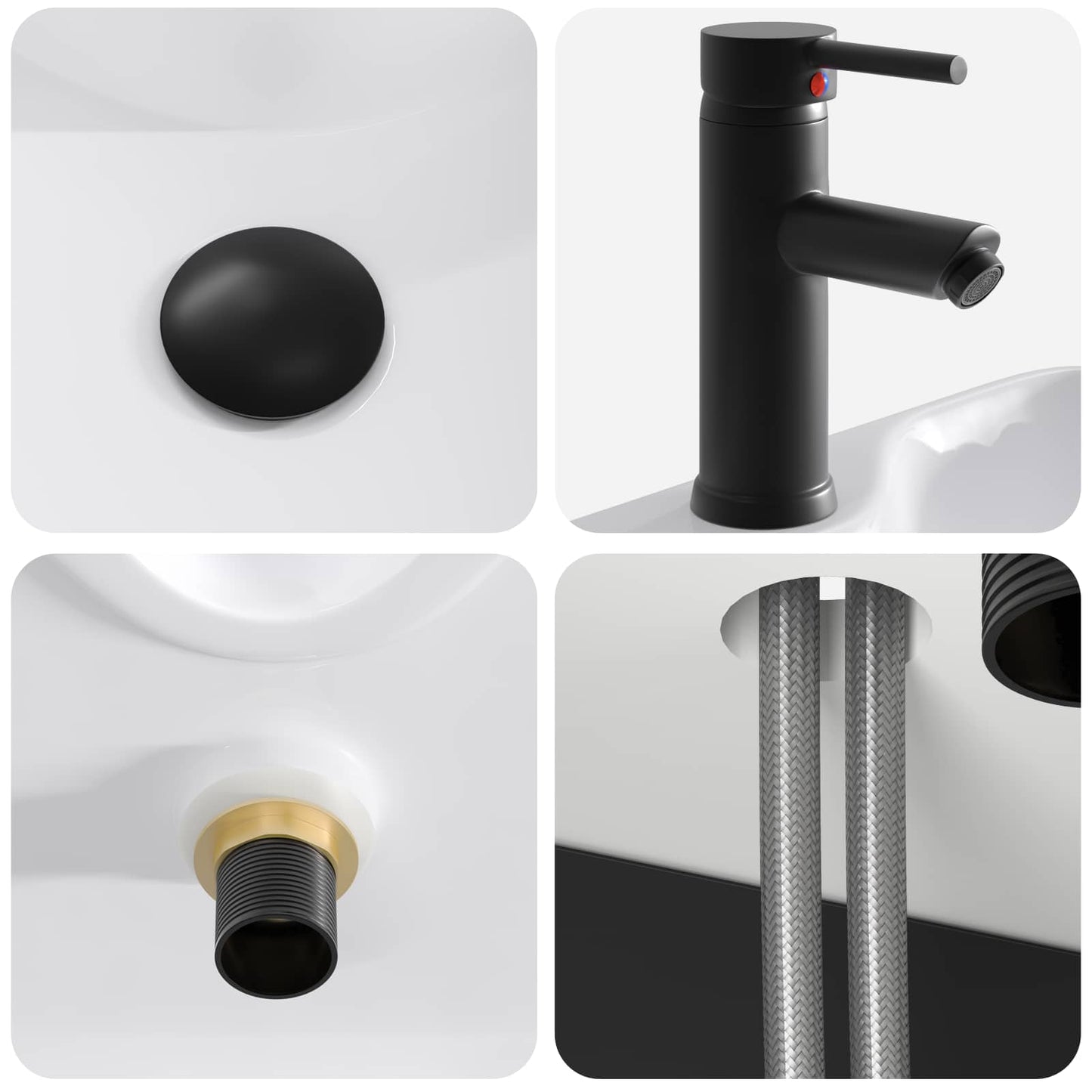 vidaXL Wall-mounted Sink Vanity Black 39 x 41 x 62.5 cm