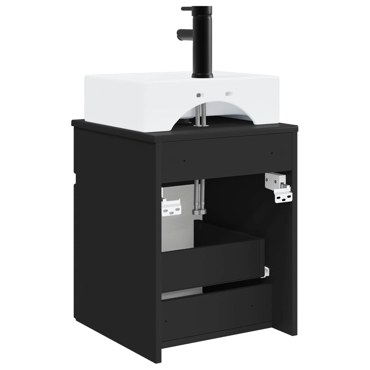 vidaXL Wall-mounted Sink Vanity Black 39 x 41 x 62.5 cm