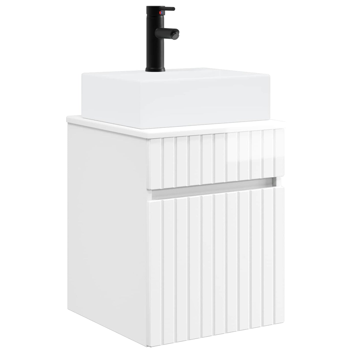vidaXL Wall-mounted Sink Vanity High Gloss White 39 x 41 x 62.5 cm