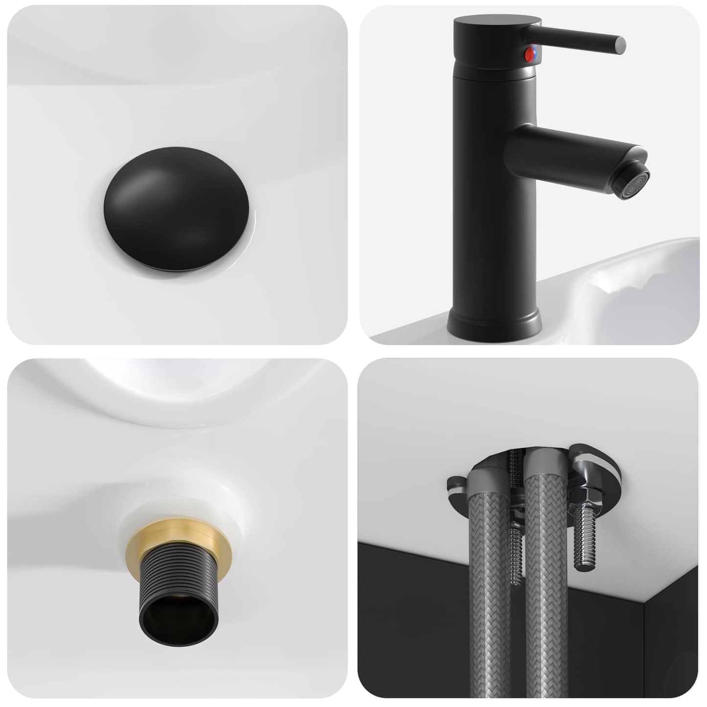 vidaXL Wall-mounted Sink Vanity Black 49 x 41 x 63 cm Engineered Wood