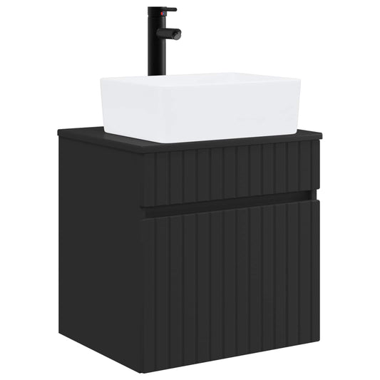 vidaXL Wall-mounted Sink Vanity Black 49 x 41 x 63 cm Engineered Wood
