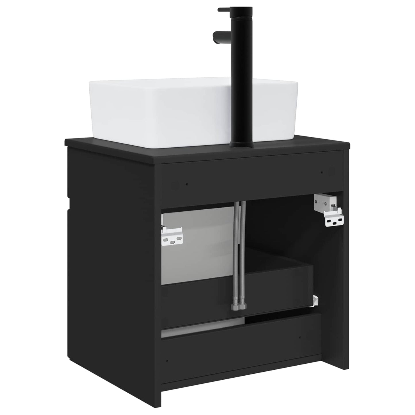 vidaXL Wall-mounted Sink Vanity Black 49 x 41 x 63 cm Engineered Wood