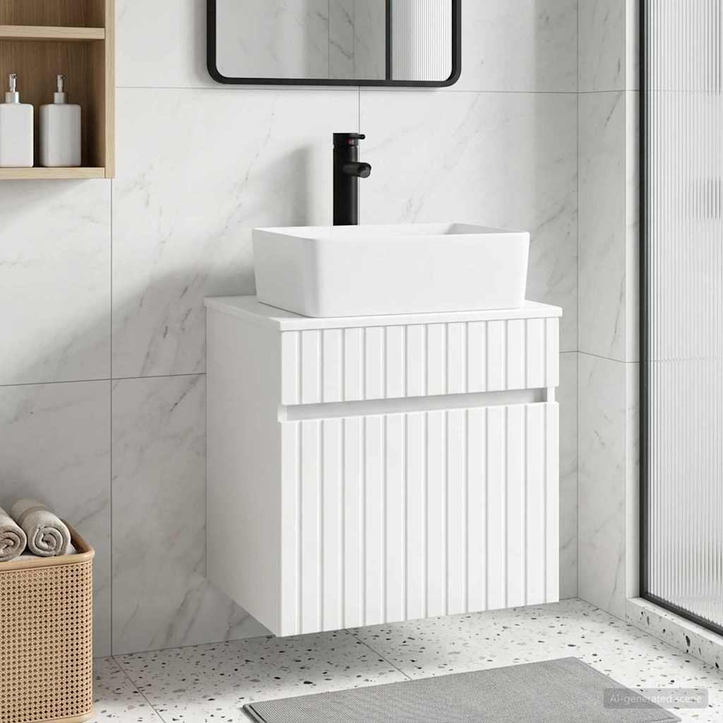 vidaXL Wall-mounted Sink Vanity High Gloss White 49 x 41 x 63 cm