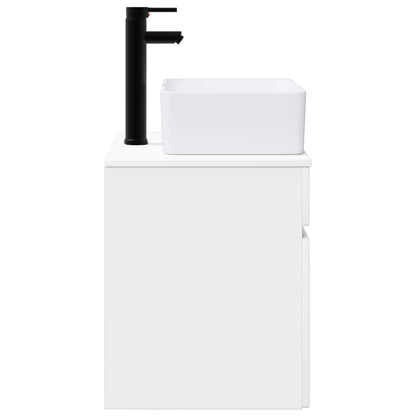 vidaXL Wall-mounted Sink Vanity High Gloss White 49 x 41 x 63 cm