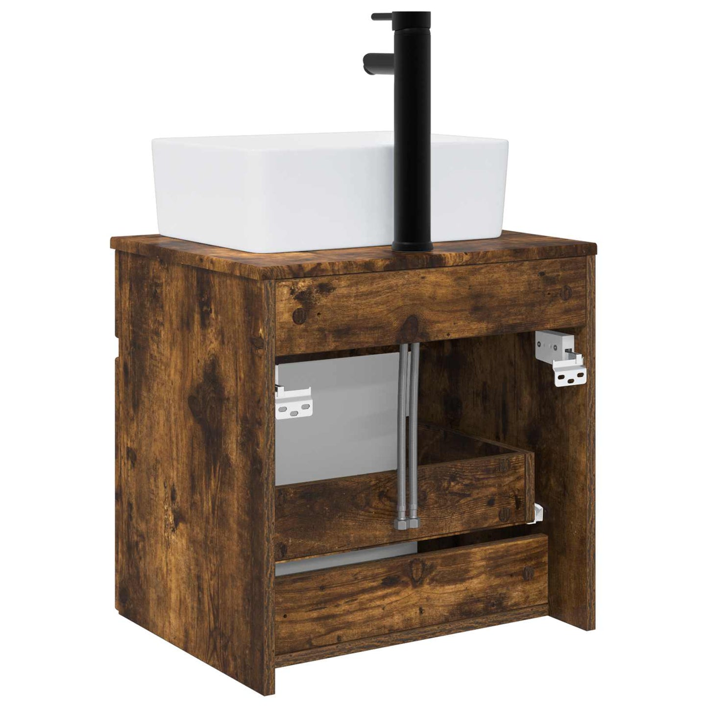 vidaXL Wall-mounted Sink Vanity Smoked Oak 49 x 41 x 63 cm