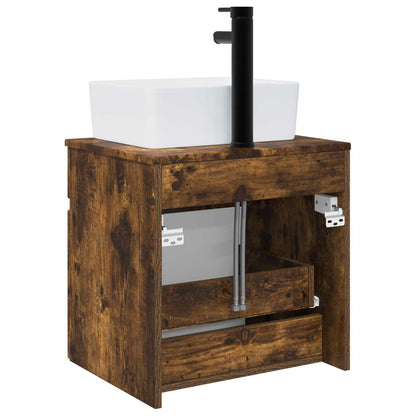 vidaXL Wall-mounted Sink Vanity Smoked Oak 49 x 41 x 63 cm