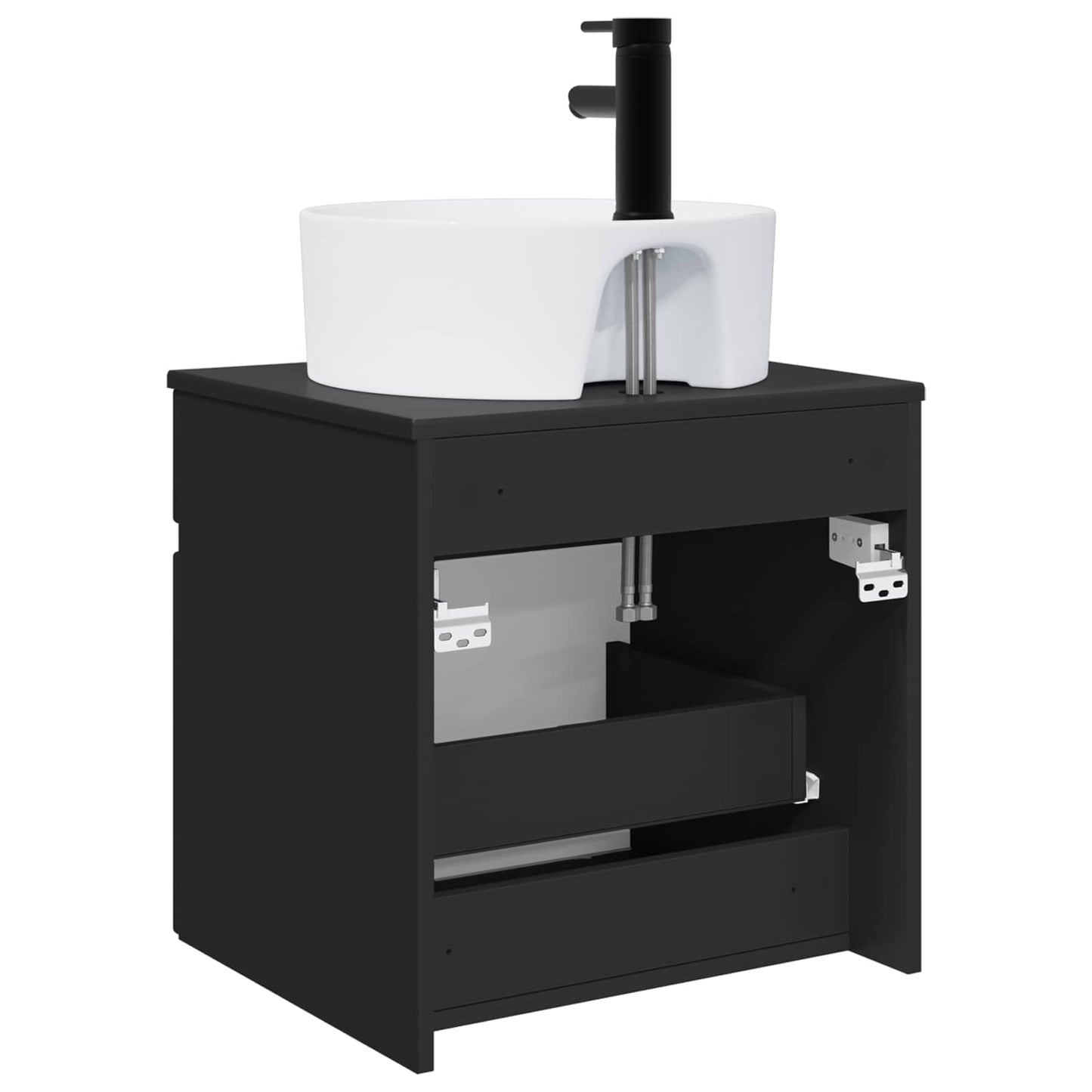 vidaXL Wall-mounted Sink Vanity Black 49 x 44.5 x 65 cm