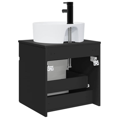 vidaXL Wall-mounted Sink Vanity Black 49 x 44.5 x 65 cm