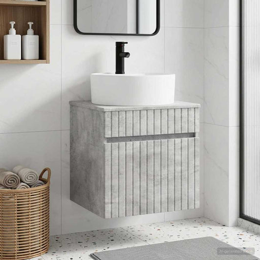 vidaXL Wall-mounted Sink Vanity Concrete Grey 49 x 44.5 x 65 cm