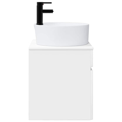 vidaXL Wall-mounted Sink Vanity High Gloss White 49 x 44.5 x 65 cm