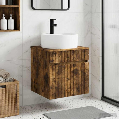 vidaXL Wall-mounted Sink Vanity Smoked Oak 49 x 44.5 x 65 cm