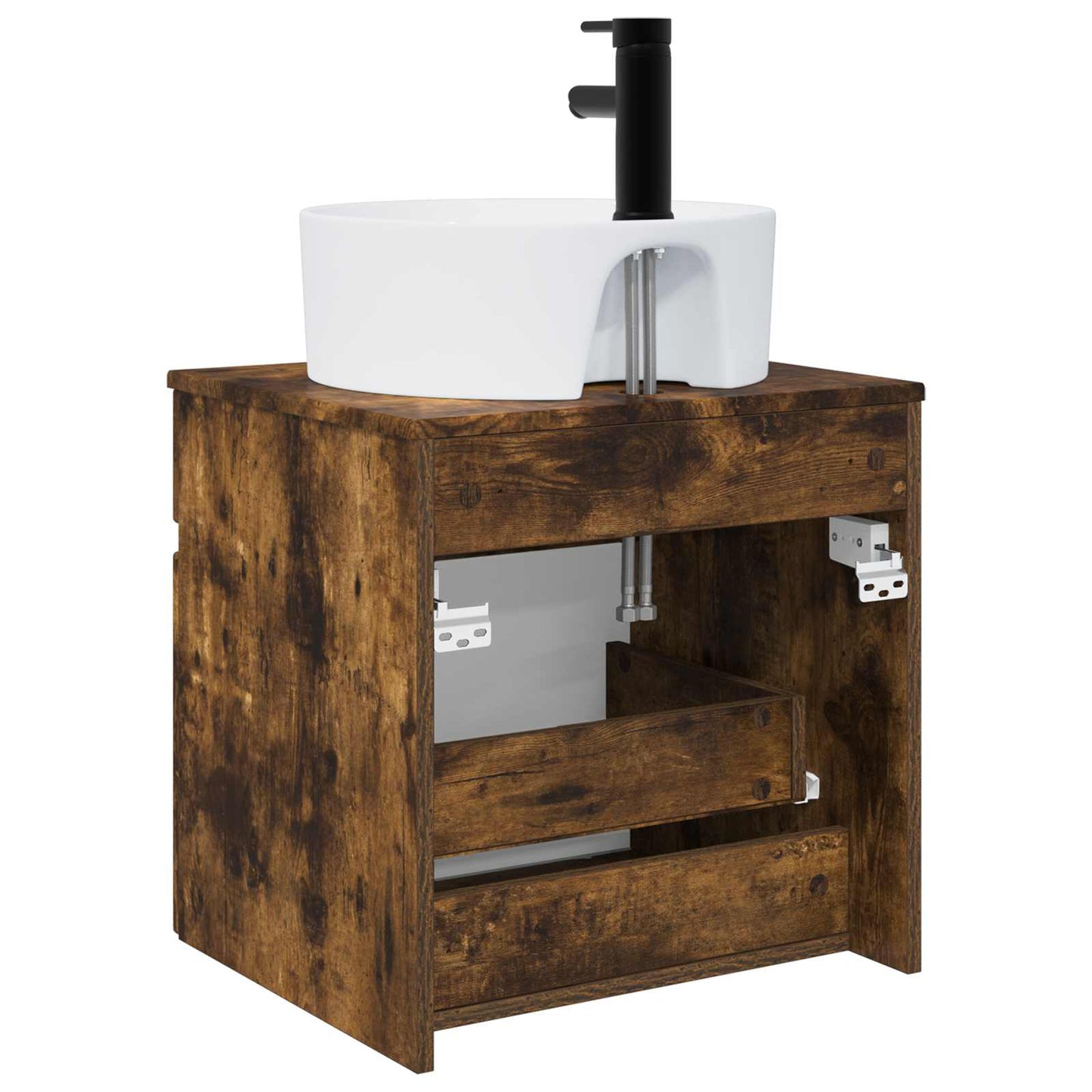vidaXL Wall-mounted Sink Vanity Smoked Oak 49 x 44.5 x 65 cm