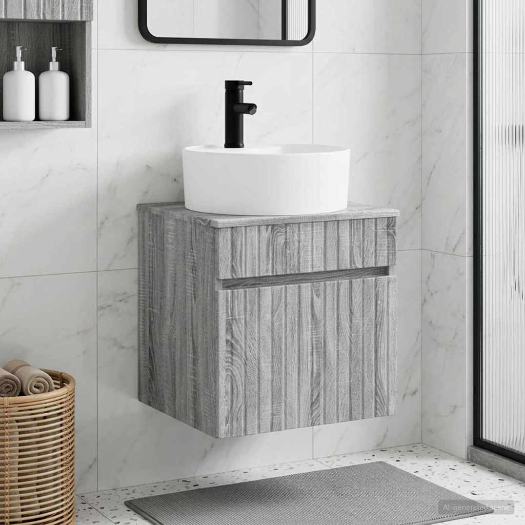 vidaXL Wall-mounted Sink Vanity Grey Sonoma 49 x 44.5 x 65 cm
