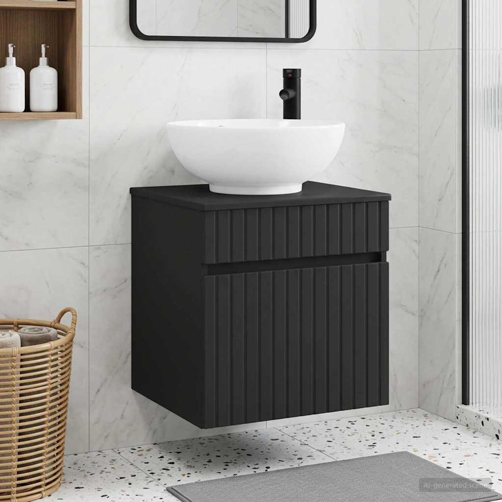 vidaXL Wall-mounted Sink Vanity Black 49 x 44.5 x 66.5 cm