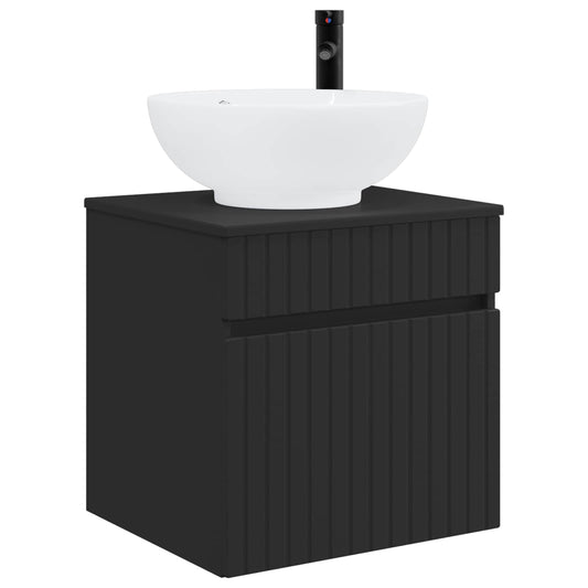 vidaXL Wall-mounted Sink Vanity Black 49 x 44.5 x 66.5 cm