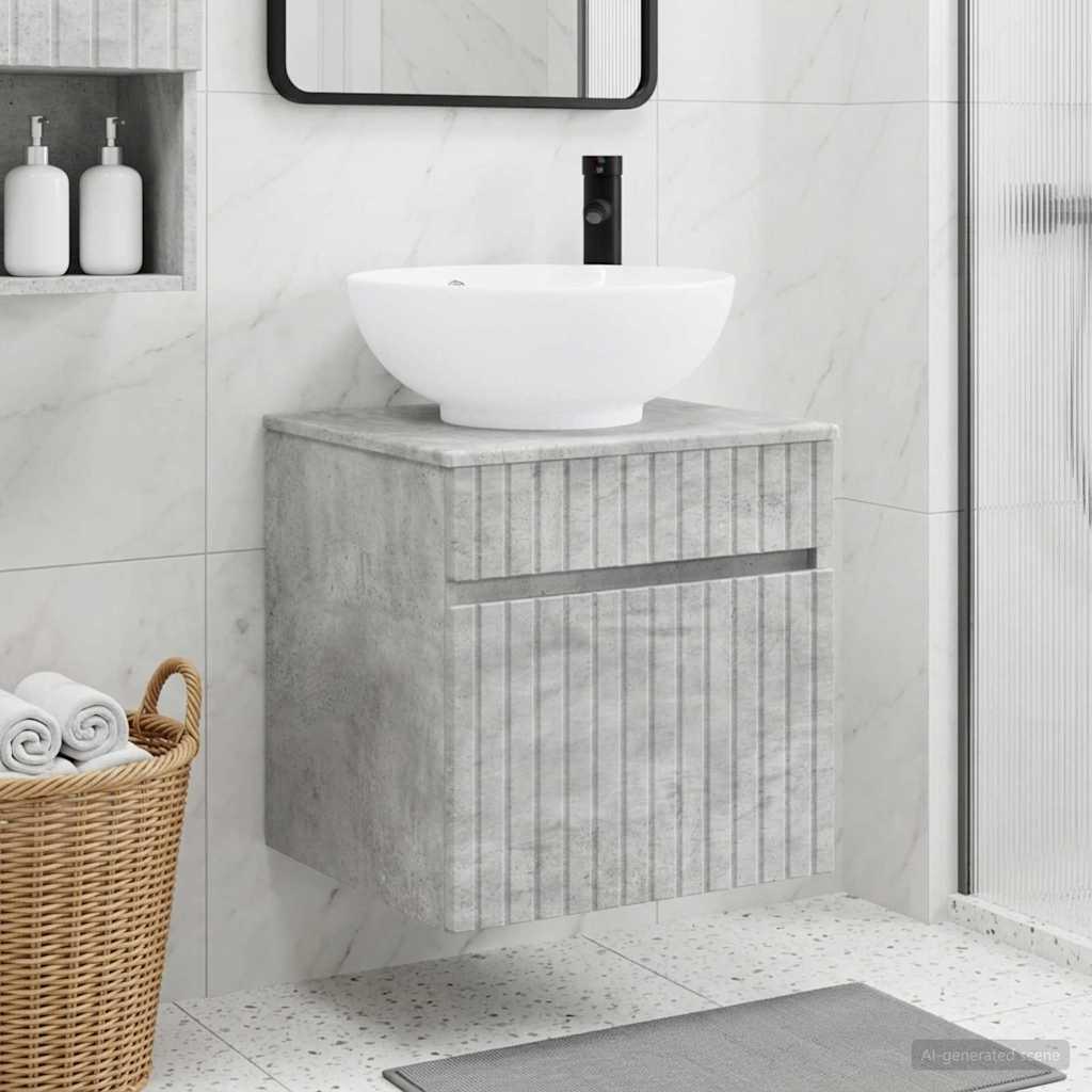 vidaXL Wall-mounted Sink Vanity Concrete Grey 49 x 44.5 x 66.5 cm