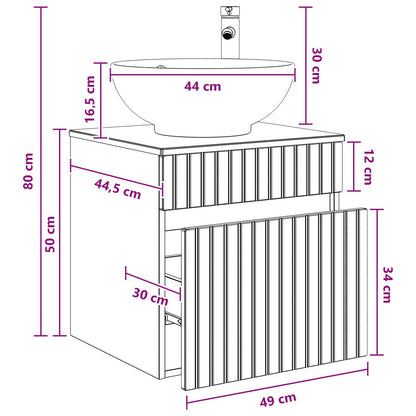 vidaXL Wall-mounted Sink Vanity Smoked Oak 49 x 44.5 x 66.5 cm