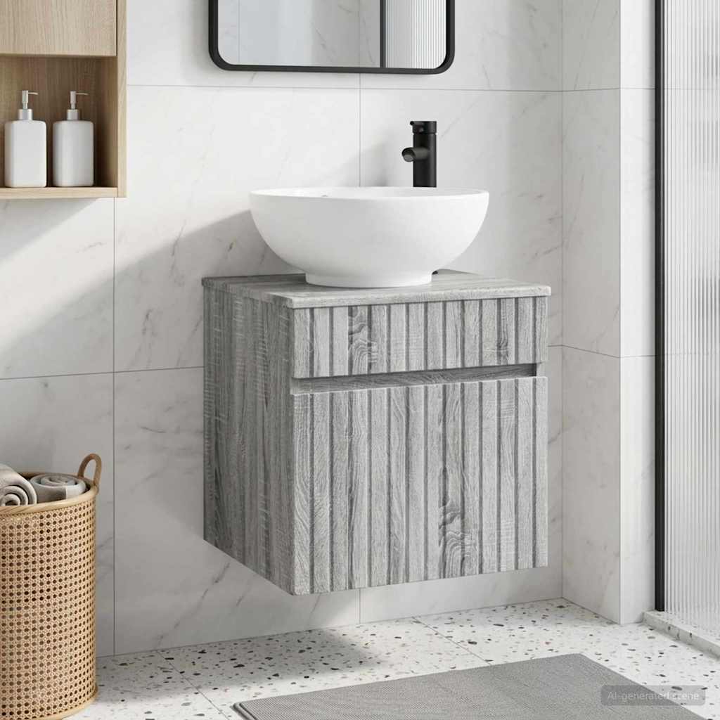 vidaXL Wall-mounted Sink Vanity Grey Sonoma 49 x 44.5 x 66.5 cm
