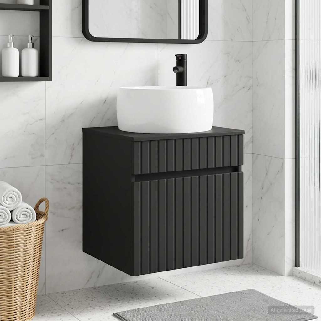 vidaXL Wall-mounted Sink Vanity Black 49 x 44.5 x 66 cm