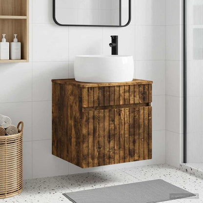 vidaXL Wall-mounted Sink Vanity Smoked Oak 49 x 44.5 x 66 cm