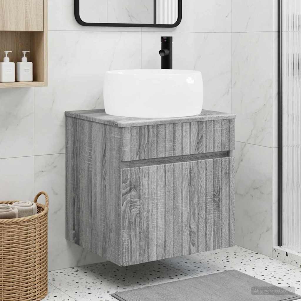 vidaXL Wall-mounted Sink Vanity Grey Sonoma 49 x 44.5 x 66 cm