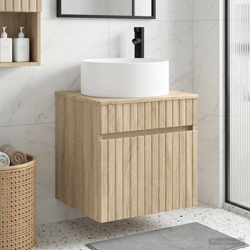 vidaXL Wall-mounted Sink Vanity Sonoma Oak 49 x 44.5 x 65.5 cm