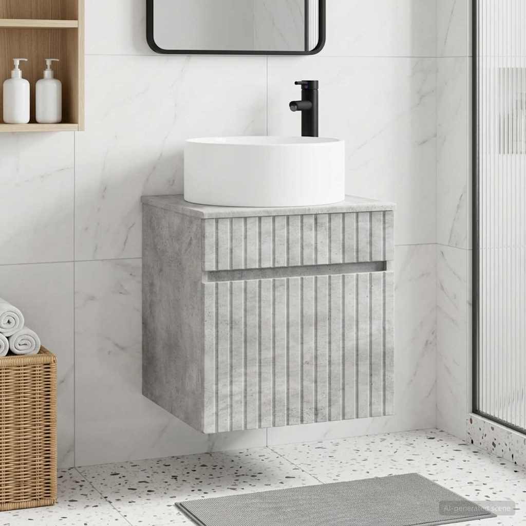 vidaXL Wall-mounted Sink Vanity Concrete Grey 49 x 44.5 x 65.5 cm